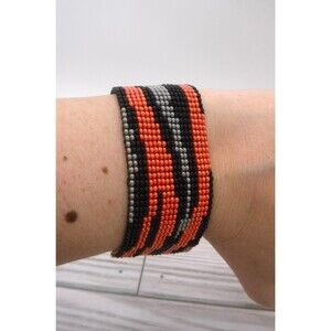 Loom Beaded Bracelet Black & Orange